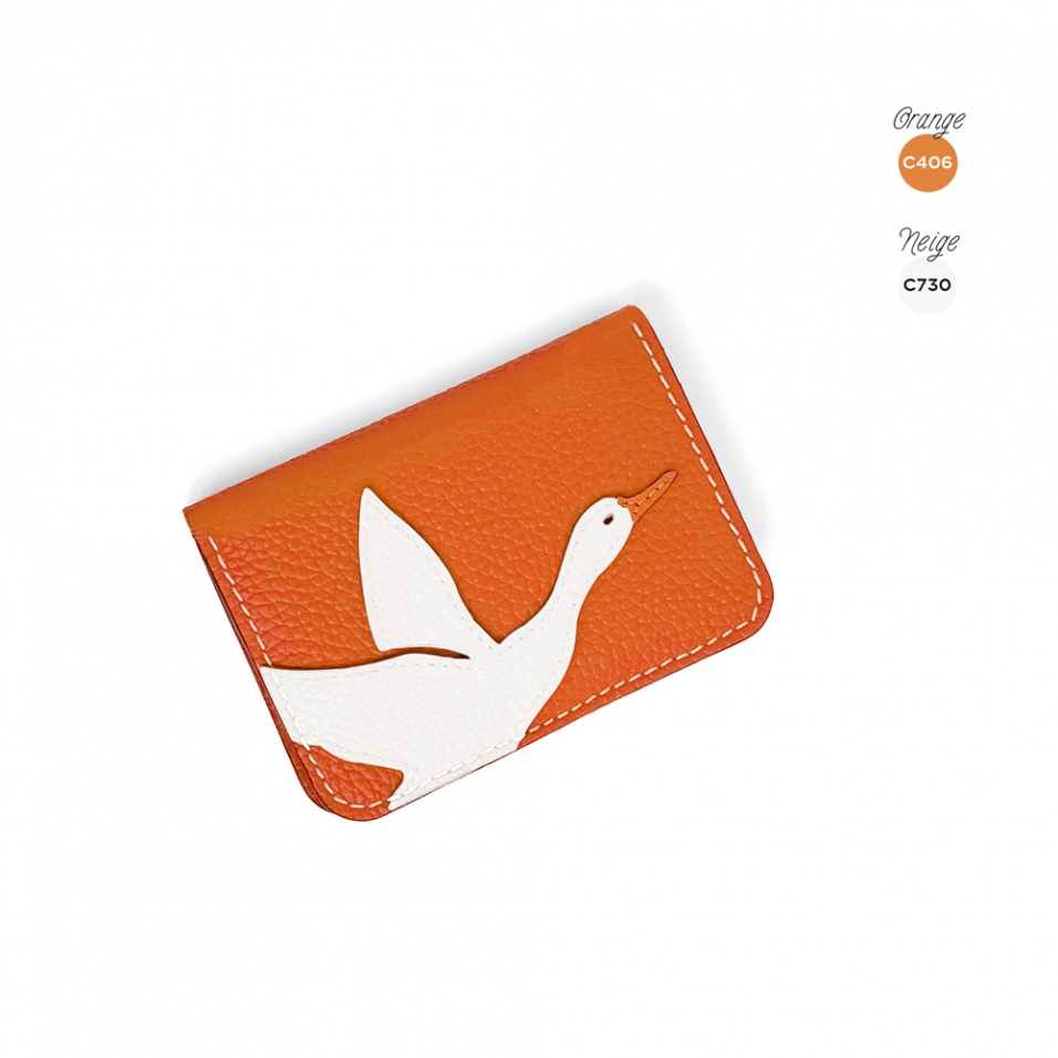 'En L'Air Carte Oie' Nappa Leather Card Holder Orange