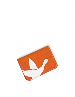 'En L'Air Carte Oie' Porte Carte Cuir Nappa Orange