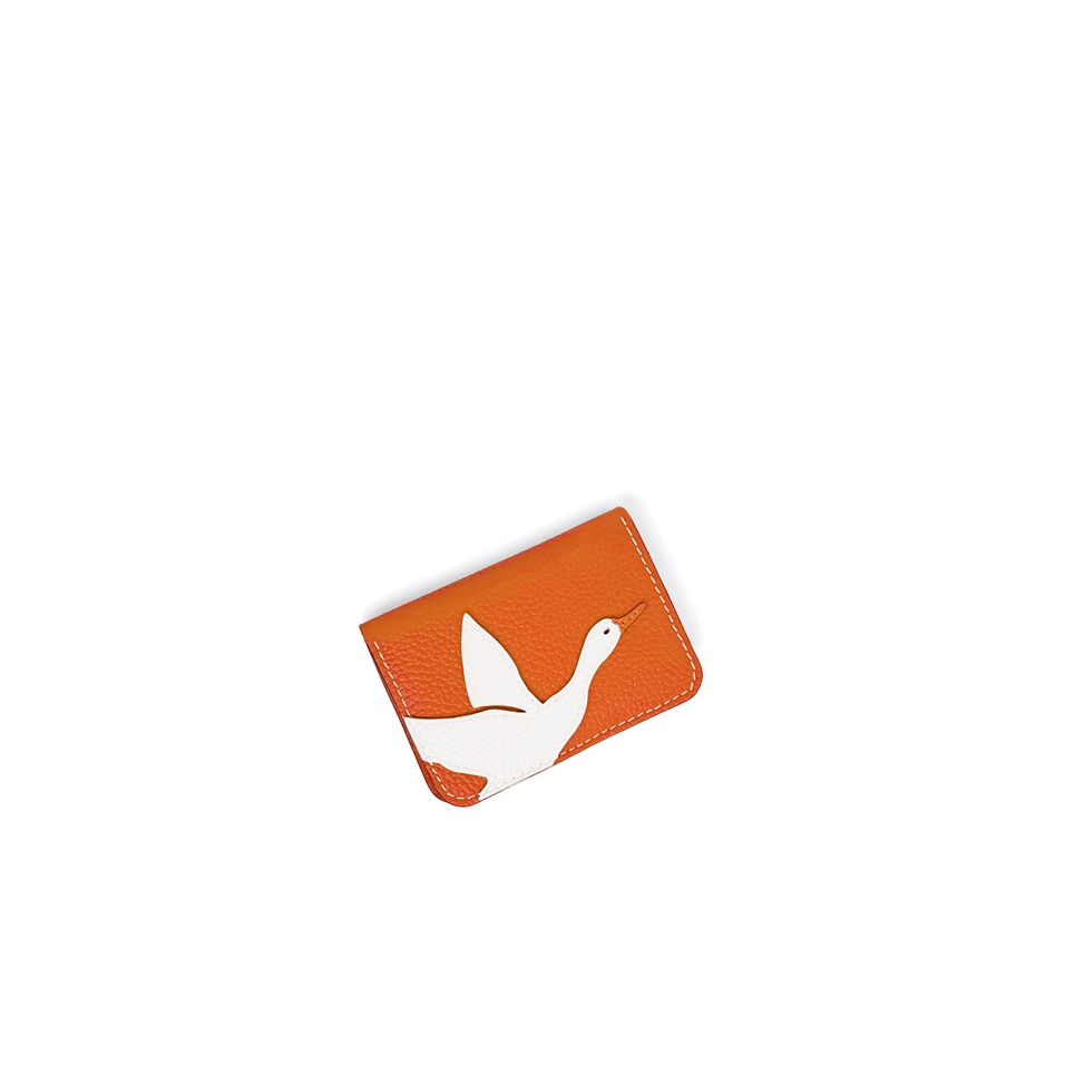 'En L'Air Carte Oie' Porte Carte Cuir Nappa Orange
