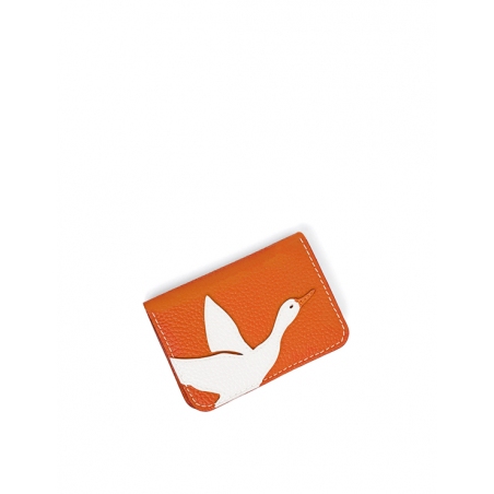 'En L'Air Carte Oie' Nappa Leather Card Holder Orange