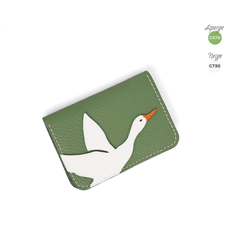 'En L'Air Carte Oie' Nappa Leather Card Holder Asperge
