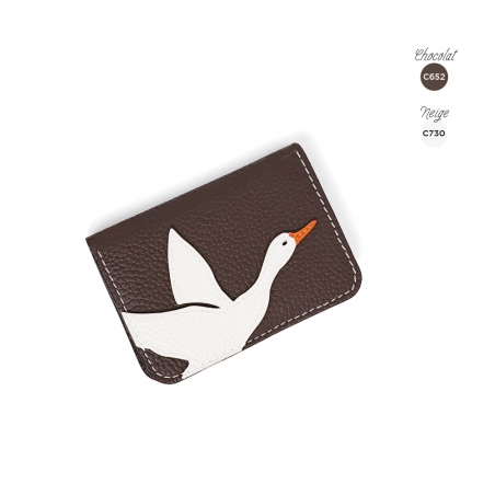 'En L'Air Carte Oie' Nappa Leather Card Holder Chocolate