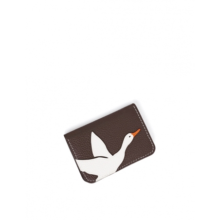 'En L'Air Carte Oie' Nappa Leather Card Holder Chocolate