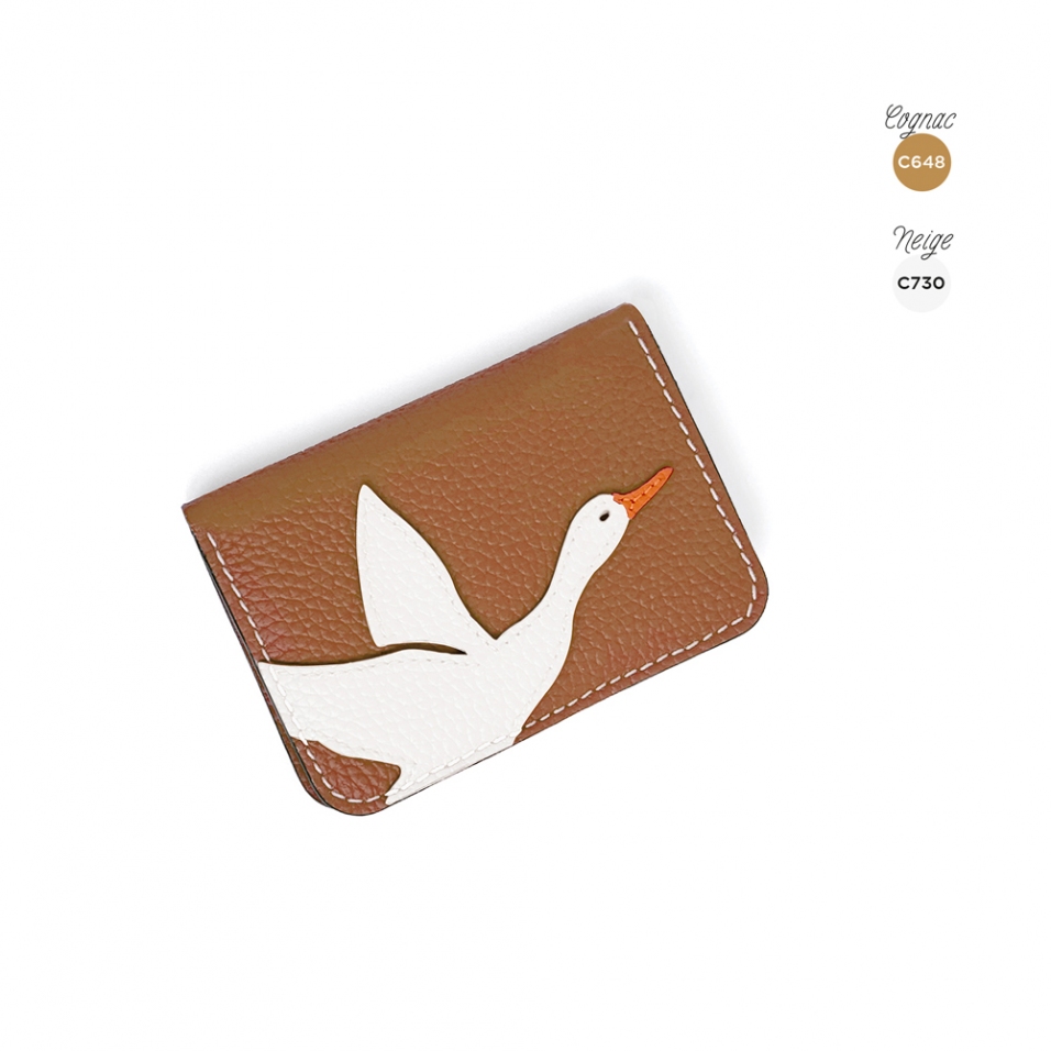 'En L'Air Carte Oie' Porte Carte Cuir Nappa Cognac
