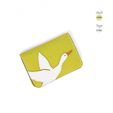 'En L'Air Carte Oie' Nappa Leather Card Holder Paille