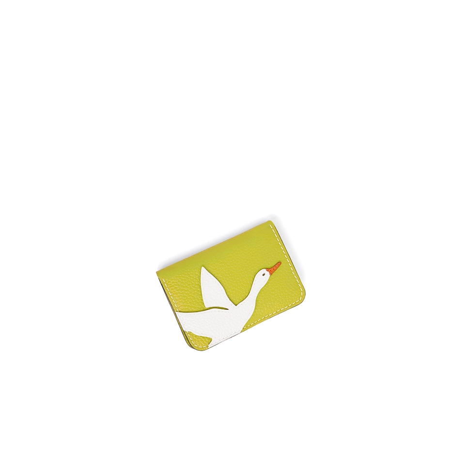 'En L'Air Carte Oie' Nappa Leather Card Holder Paille
