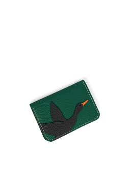 'En L'Air Carte Oie' Nappa Leather Card Holder Vert Pin