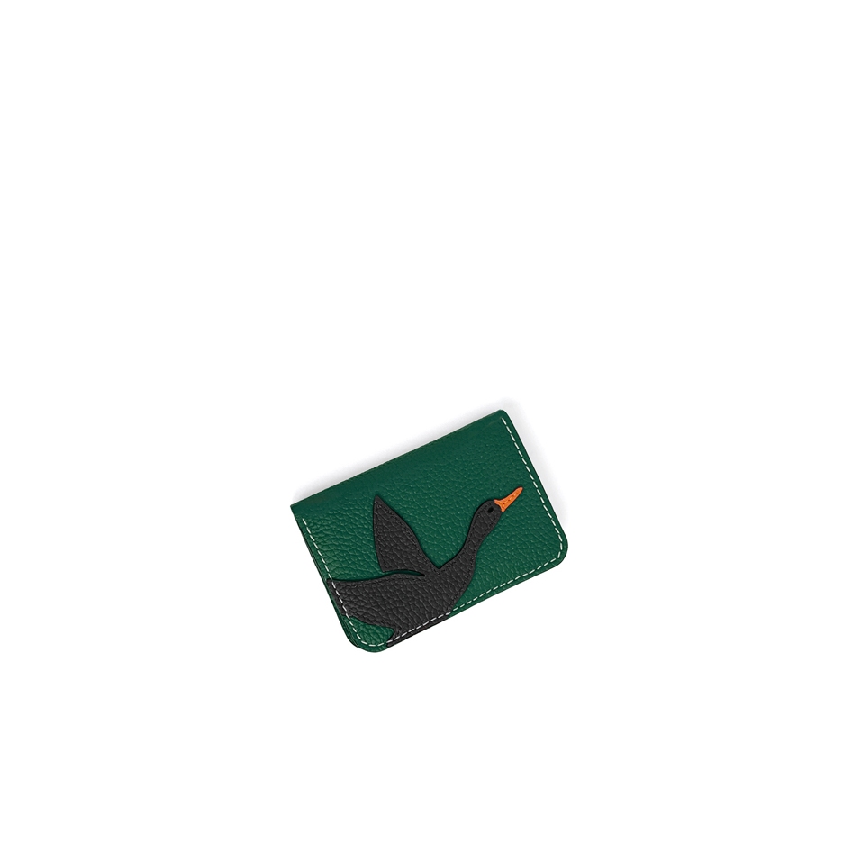 'En L'Air Carte Oie' Porte Carte Cuir Nappa Vert Pin