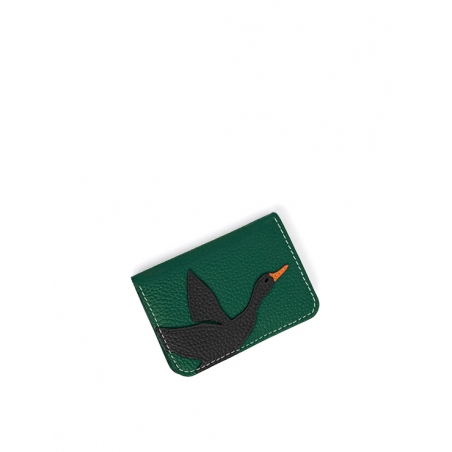 'En L'Air Carte Oie' Nappa Leather Card Holder Vert Pin