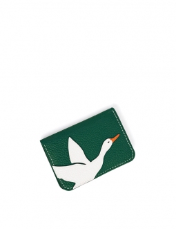 'En L'Air Carte Oie' Porte Carte Cuir Nappa Vert Pin