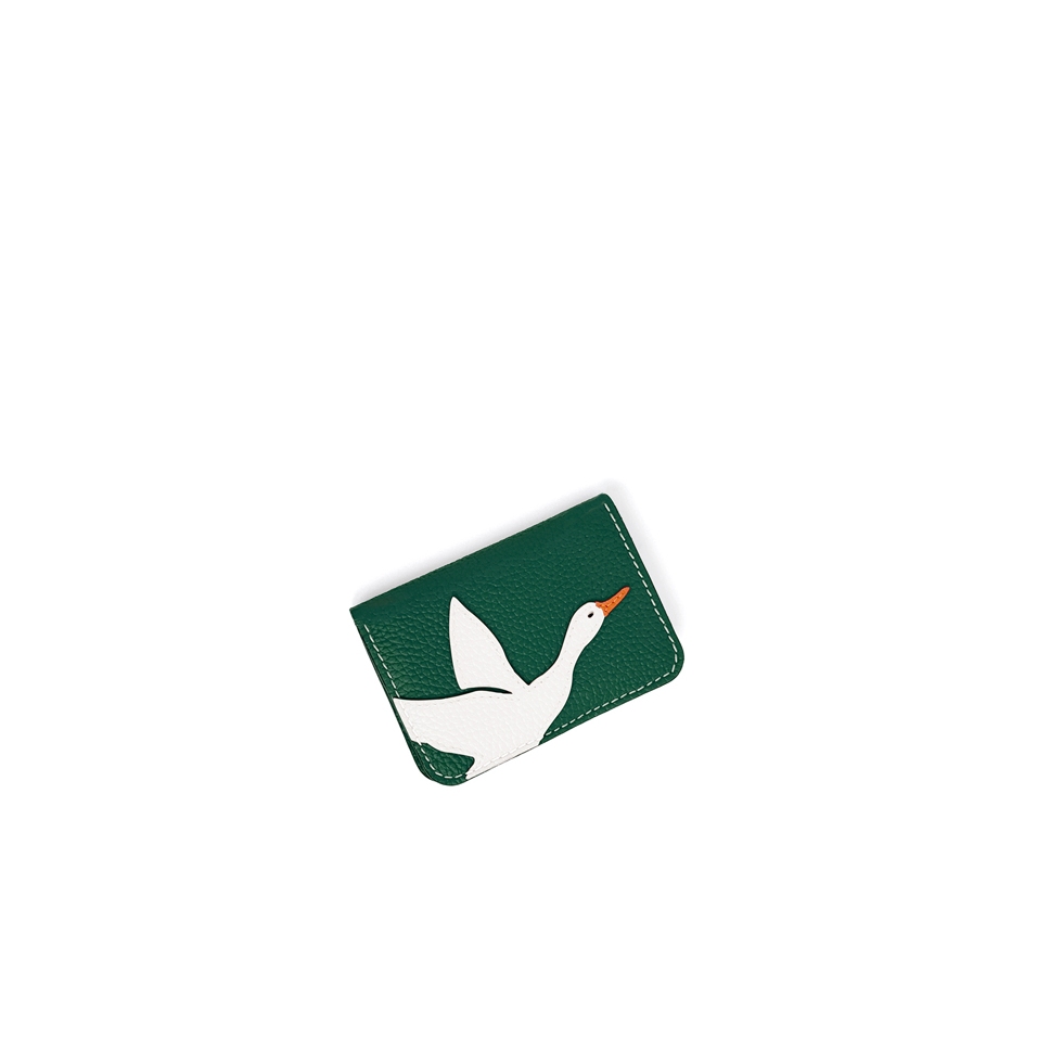 'En L'Air Carte Oie' Nappa Leather Card Holder Vert Pin