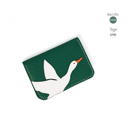 'En L'Air Carte Oie' Nappa Leather Card Holder Vert Pin