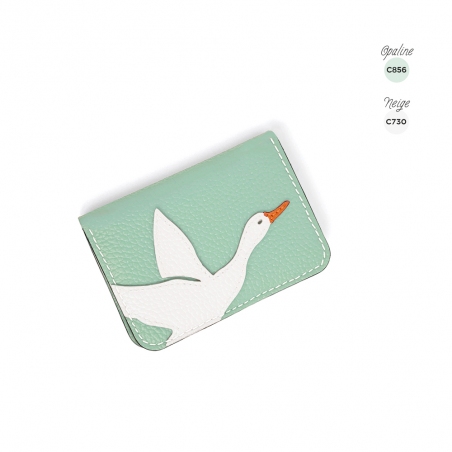 'En L'Air Carte Oie' Nappa Leather Card Holder Opaline