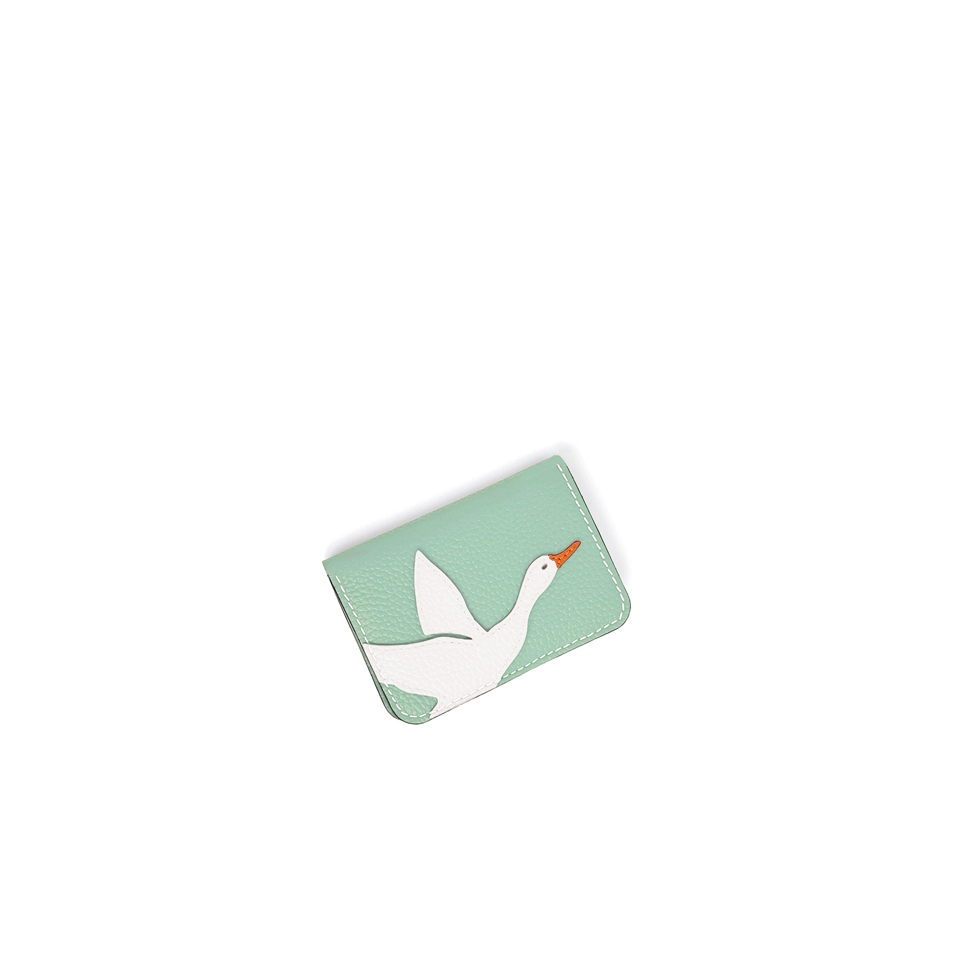 'En L'Air Carte Oie' Porte Carte Cuir Nappa Opaline