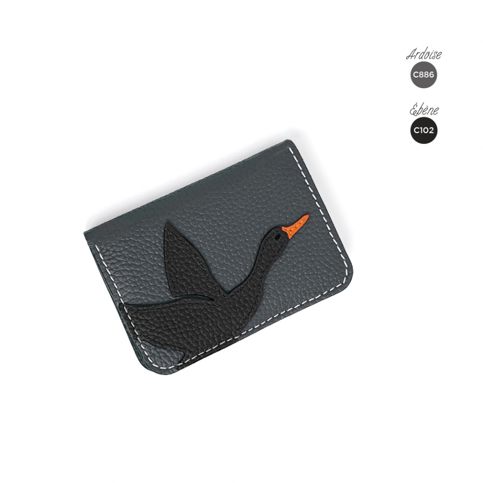 'En L'Air Carte Oie' Nappa Leather Card Holder Ardoise