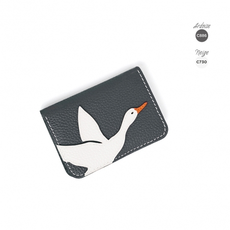 'En L'Air Carte Oie' Nappa Leather Card Holder Ardoise