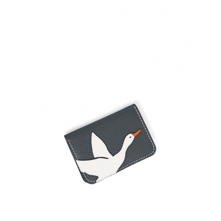 'En L'Air Carte Oie' Nappa Leather Card Holder Ardoise