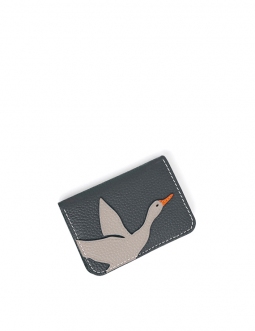 'En L'Air Carte Oie' Nappa Leather Card Holder Ardoise
