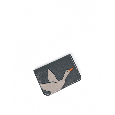 'En L'Air Carte Oie' Nappa Leather Card Holder Ardoise