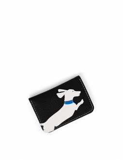 'En L'Air Carte Téckel'  Nappa Leather Card Holder Black
