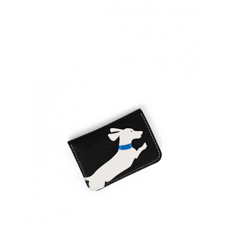 'En L'Air Carte Téckel'  Nappa Leather Card Holder Black