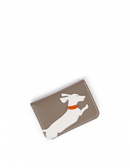 'En L'Air Carte Téckel'  Nappa Leather Card Holder Warm Grey