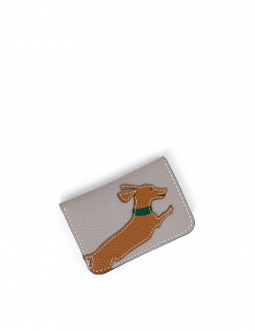 'En L'Air Carte Téckel'  Nappa Leather Card Holder Pearl Grey