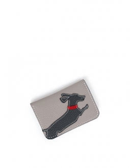 'En L'Air Carte Téckel'  Nappa Leather Card Holder Pearl Grey