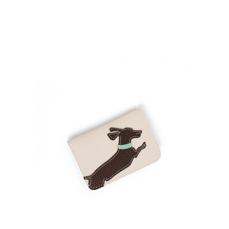 'En L'Air Carte Téckel'  Nappa Leather Card Holder Cream
