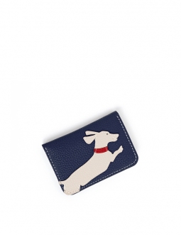 'En L'Air Carte Téckel'  Nappa Leather Card Holder Navy Blue