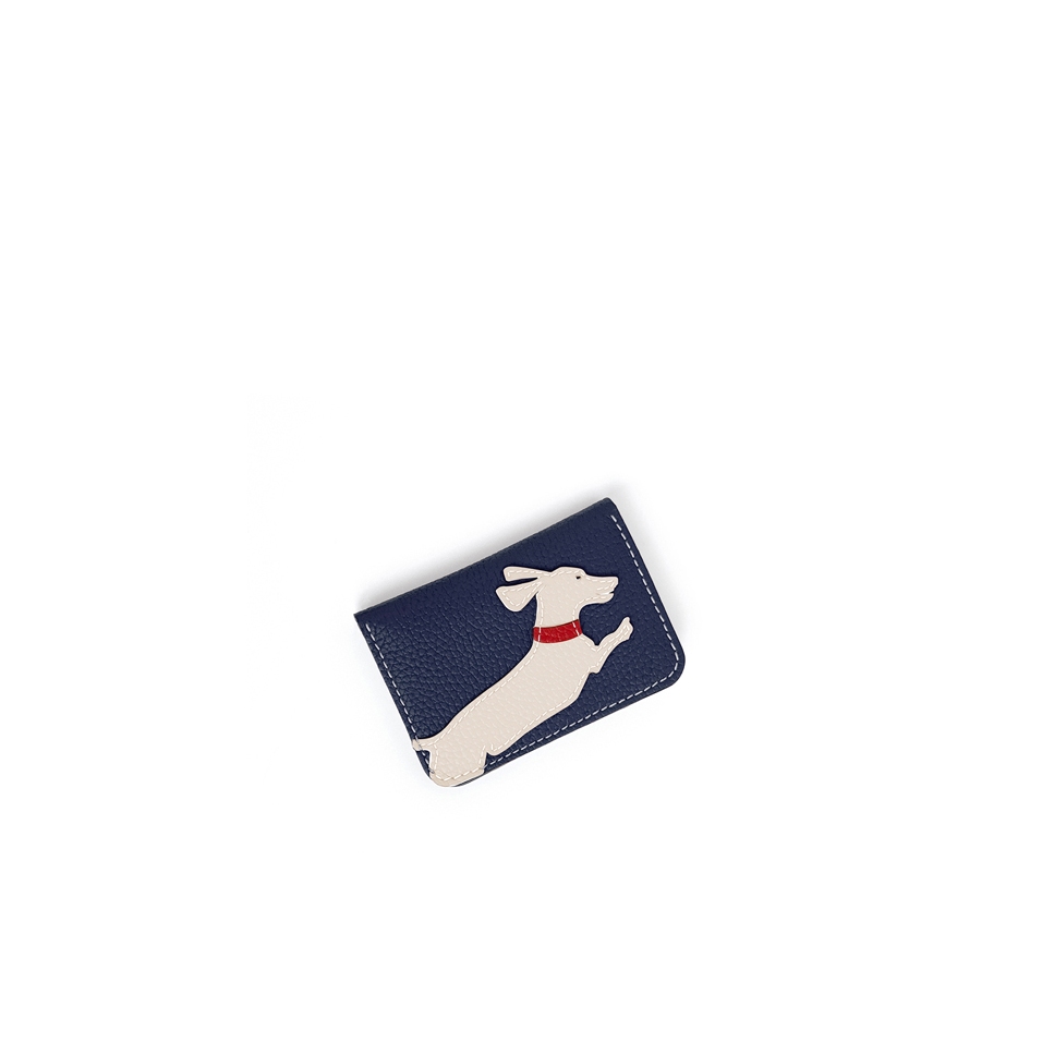 'En L'Air Carte Téckel'  Nappa Leather Card Holder Navy Blue