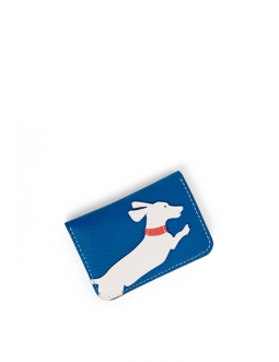 'En L'Air Carte Téckel'  Nappa Leather Card Holder Cyan