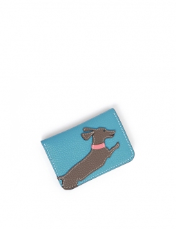 'En L'Air Carte Téckel'  Nappa Leather Card Holder Sky Blue