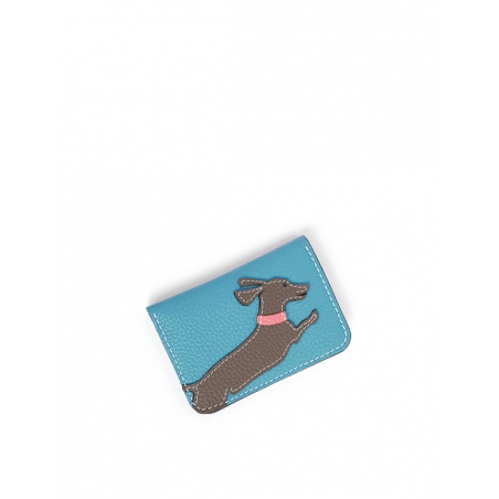 'En L'Air Carte Téckel'  Nappa Leather Card Holder Sky Blue