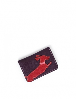 'En L'Air Carte Téckel' Porte Carte Cuir Nappa Cassis