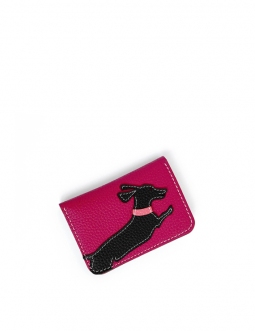 'En L'Air Carte Téckel' Porte Carte Cuir Nappa Fuchsia