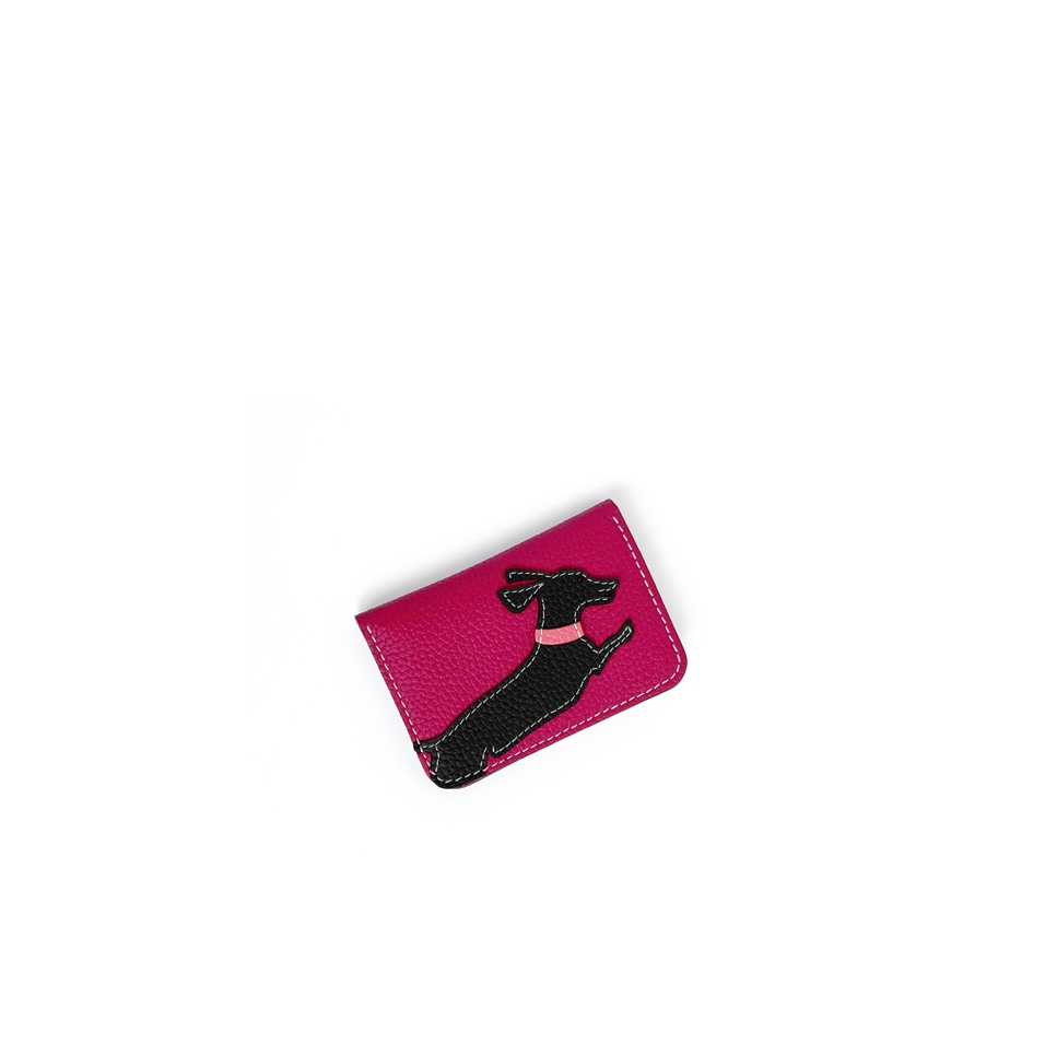 'En L'Air Carte Téckel'  Nappa Leather Card Holder Pink