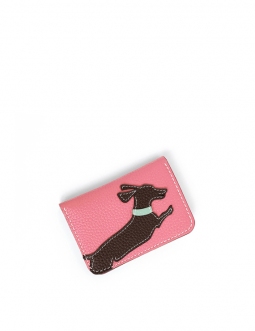 'En L'Air Carte Téckel' Porte Carte Cuir Nappa Rose