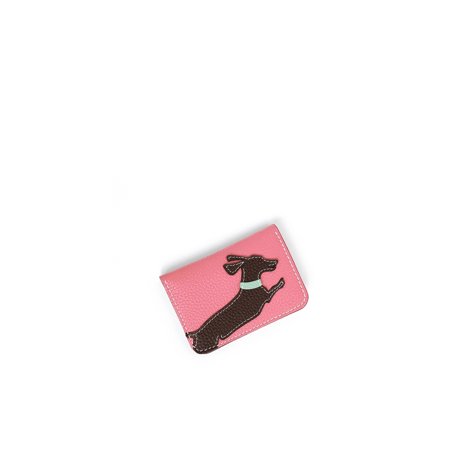 'En L'Air Carte Téckel'  Nappa Leather Card Holder Rose