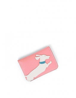 'En L'Air Carte Téckel' Porte Carte Cuir Nappa Rose Poudré