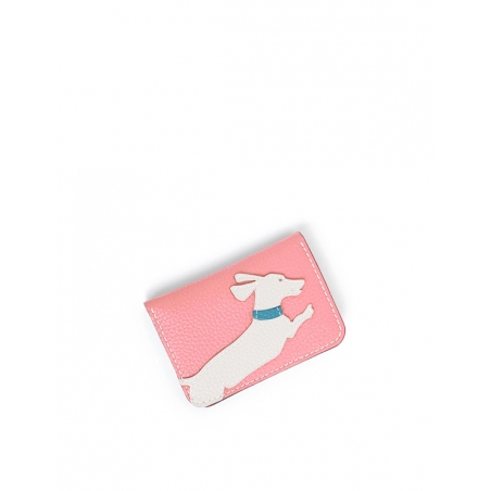 'En L'Air Carte Téckel'  Nappa Leather Card Holder Light Pink