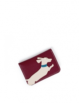 'En L'Air Carte Téckel' Porte Carte Cuir Nappa Bordeaux