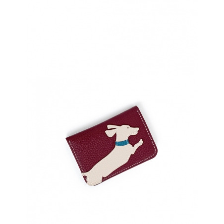 'En L'Air Carte Téckel'  Nappa Leather Card Holder Dark Red