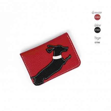 'En L'Air Carte Téckel'  Nappa Leather Card Holder Red
