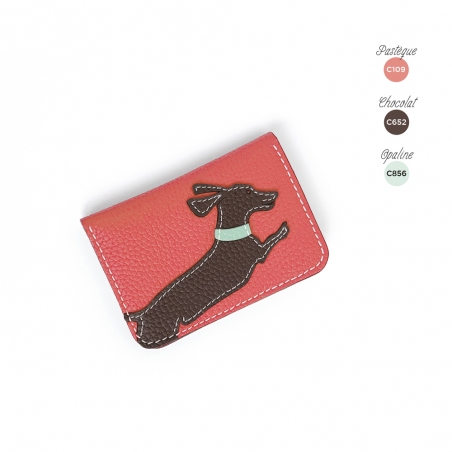 'En L'Air Carte Téckel'  Nappa Leather Card Holder Watermelon