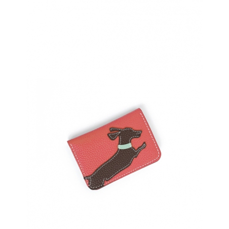 'En L'Air Carte Téckel'  Nappa Leather Card Holder Watermelon