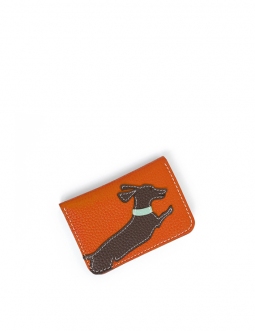 'En L'Air Carte Téckel' Porte Carte Cuir Nappa Orange