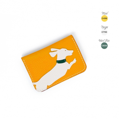 'En L'Air Carte Téckel'  Nappa Leather Card Holder Yellow