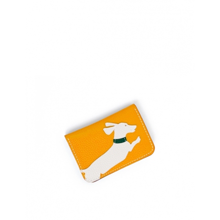 'En L'Air Carte Téckel'  Nappa Leather Card Holder Yellow