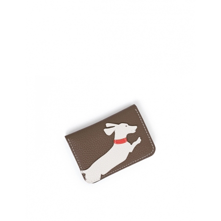 'En L'Air Carte Téckel'  Nappa Leather Card Holder Volcan